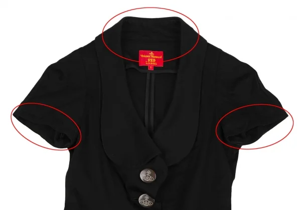 ヴィヴィアンウエストウッド レッドレーベルVivienne Westwood Red Label カットソー地ビッグラウンドカラー半袖ジャケット 黒1 K-116476_003