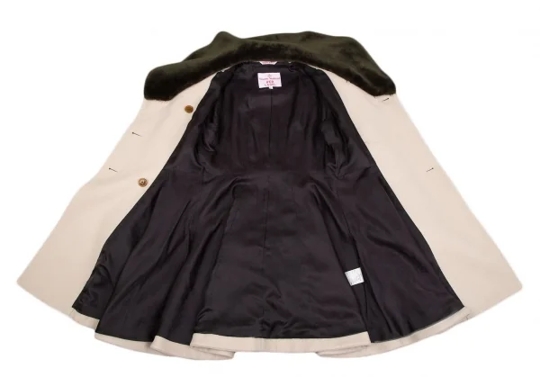 ヴィヴィアンウエストウッド レッドレーベルVivienne Westwood Red Label ファー着脱裾ドレープショールカラーコート ベージュオリーブ1 K-116479_012