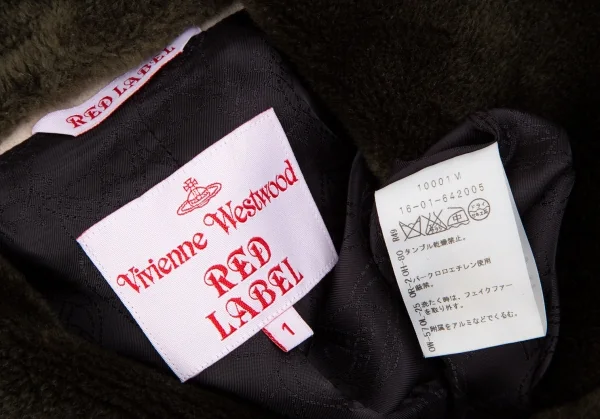 ヴィヴィアンウエストウッド レッドレーベルVivienne Westwood Red Label ファー着脱裾ドレープショールカラーコート ベージュオリーブ1 K-116479_018