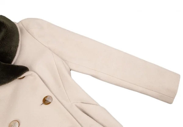 ヴィヴィアンウエストウッド レッドレーベルVivienne Westwood Red Label ファー着脱裾ドレープショールカラーコート ベージュオリーブ1 K-116479_008