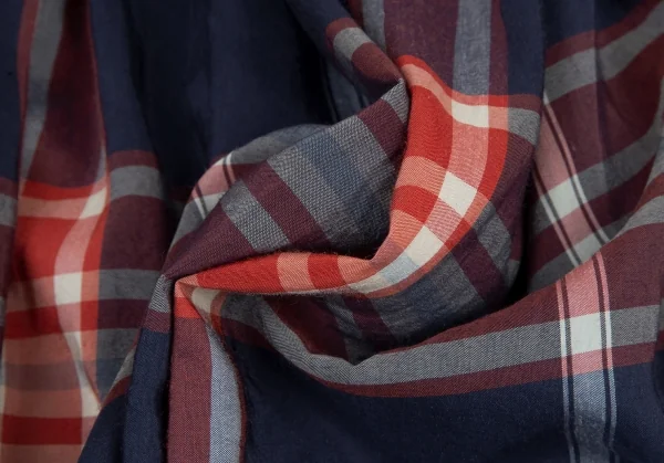 ヴィヴィアンウエストウッド レッドレーベルVivienne Westwood Red Label チェックラウンドカラーフレンチスリーブブラウスワンピース 青赤白2 K-116481_011