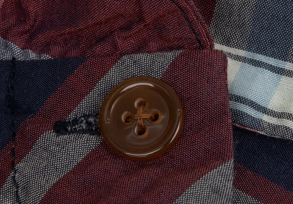 ヴィヴィアンウエストウッド レッドレーベルVivienne Westwood Red Label チェックラウンドカラーフレンチスリーブブラウスワンピース 青赤白2 K-116481_004