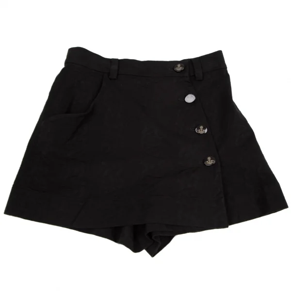 ヴィヴィアンウエストウッド レッドレーベルVivienne Westwood Red Label オーブジャガードハーフラップショートパンツ 黒1 K-116482_001
