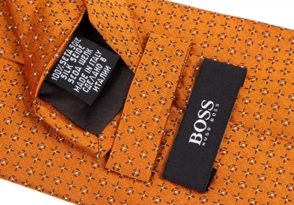 ヒューゴボスHUGO BOSS シルク小紋柄ネクタイ オレンジ K-116493_007