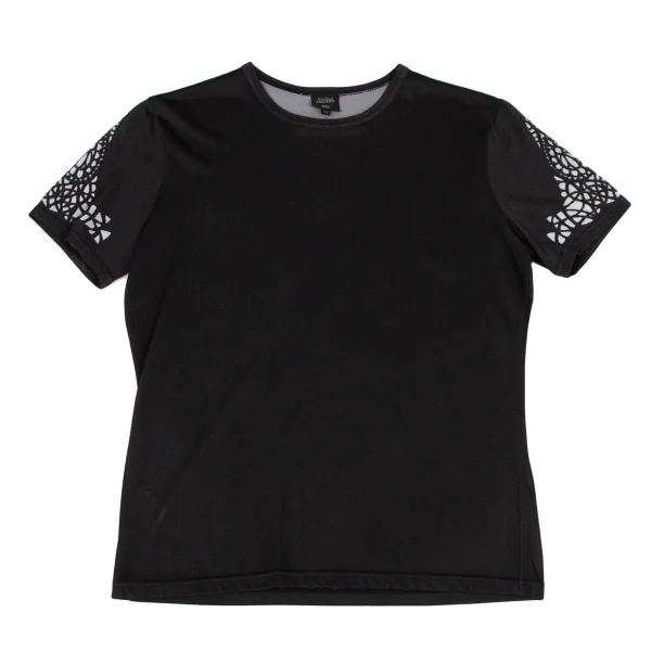 ジャンポールゴルチエ オムJean Paul GAULTIER HOMME 袖オパールレースデザインTシャツ 黒48 K-116497_001