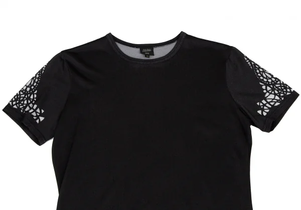 ジャンポールゴルチエ オムJean Paul GAULTIER HOMME 袖オパールレースデザインTシャツ 黒48 K-116497_002