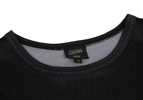 ジャンポールゴルチエ オムJean Paul GAULTIER HOMME 袖オパールレースデザインTシャツ 黒48 K-116497_003