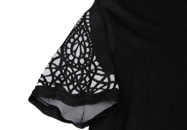 ジャンポールゴルチエ オムJean Paul GAULTIER HOMME 袖オパールレースデザインTシャツ 黒48 K-116497_004