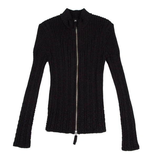 ジャンポールゴルチエ オムJean Paul GAULTIER HOMME ナイロンシャイニージップアップリブニット 黒48 K-116498_001