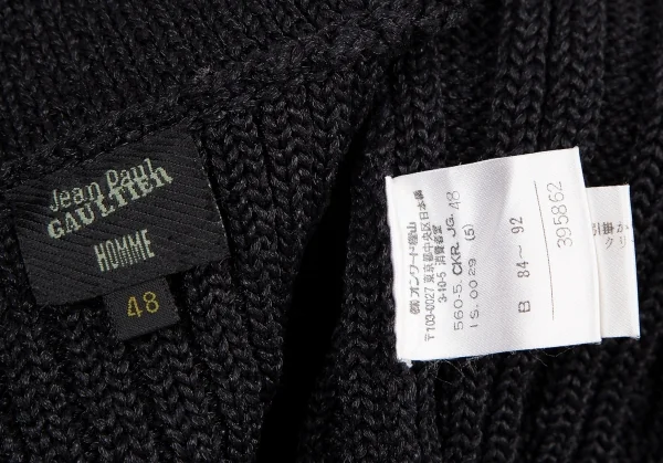 ジャンポールゴルチエ オムJean Paul GAULTIER HOMME ナイロンシャイニージップアップリブニット 黒48 K-116498_013