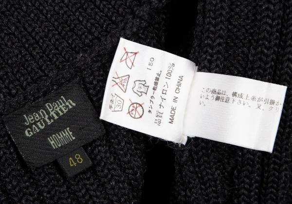 ジャンポールゴルチエ オムJean Paul GAULTIER HOMME ナイロンシャイニージップアップリブニット 黒48 K-116498_014