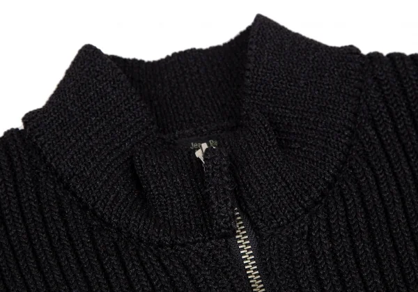 ジャンポールゴルチエ オムJean Paul GAULTIER HOMME ナイロンシャイニージップアップリブニット 黒48 K-116498_003