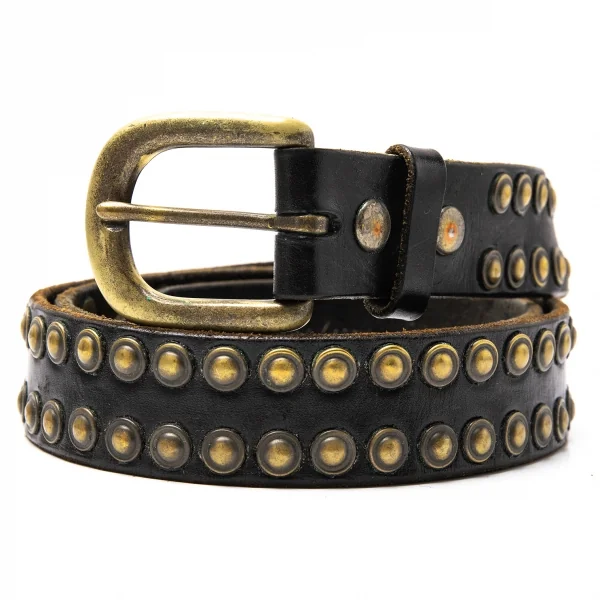 ヨウジヤマモト プールオムyohji yamamoto pour homme スタッズレザーベルト 黒 K-116507_001