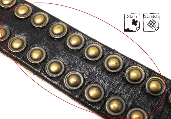 ヨウジヤマモト プールオムyohji yamamoto pour homme スタッズレザーベルト 黒 K-116507_008