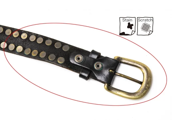 ヨウジヤマモト プールオムyohji yamamoto pour homme スタッズレザーベルト 黒 K-116507_009