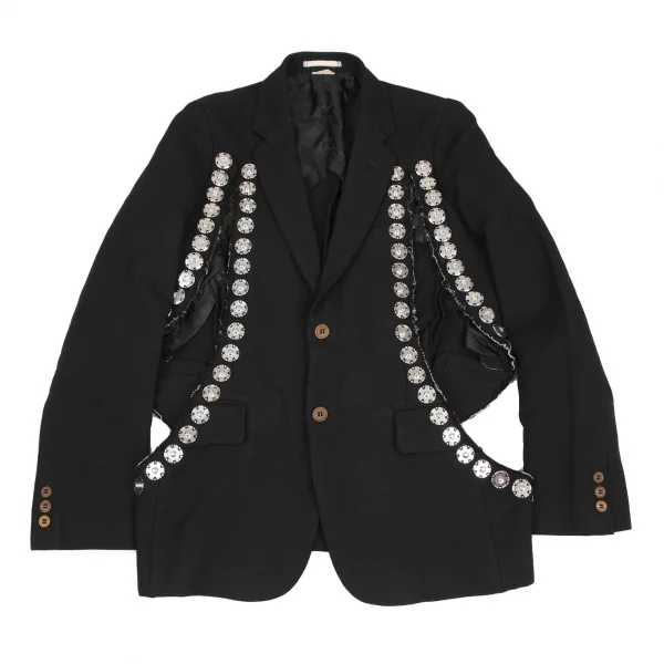 コムデギャルソン オムプリュスCOMME des GARCONS HOMME PLUS エステル裁ち切りスナップボタンジャケット 黒XS K-116529_001