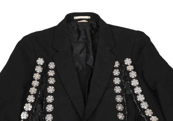 コムデギャルソン オムプリュスCOMME des GARCONS HOMME PLUS エステル裁ち切りスナップボタンジャケット 黒XS K-116529_002