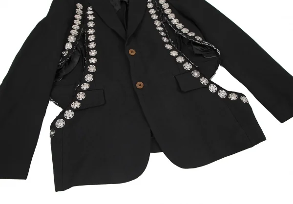 コムデギャルソン オムプリュスCOMME des GARCONS HOMME PLUS エステル裁ち切りスナップボタンジャケット 黒XS K-116529_006