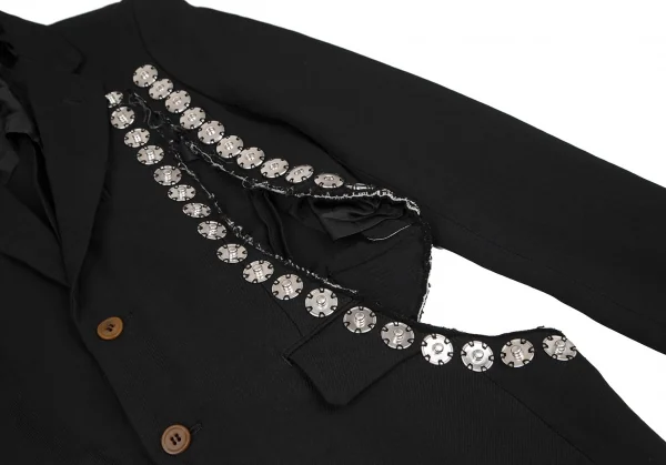 コムデギャルソン オムプリュスCOMME des GARCONS HOMME PLUS エステル裁ち切りスナップボタンジャケット 黒XS K-116529_009