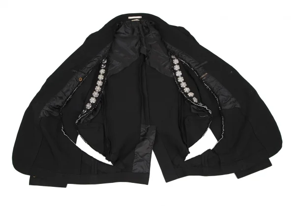 コムデギャルソン オムプリュスCOMME des GARCONS HOMME PLUS エステル裁ち切りスナップボタンジャケット 黒XS K-116529_011