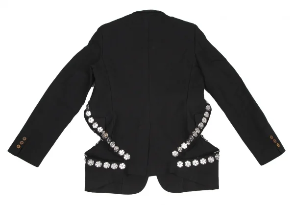 コムデギャルソン オムプリュスCOMME des GARCONS HOMME PLUS エステル裁ち切りスナップボタンジャケット 黒XS K-116529_013