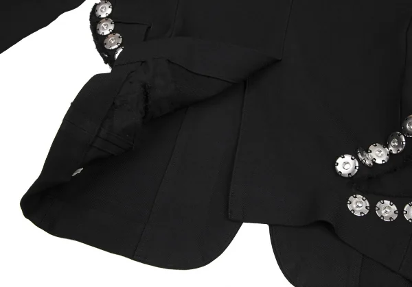 コムデギャルソン オムプリュスCOMME des GARCONS HOMME PLUS エステル裁ち切りスナップボタンジャケット 黒XS K-116529_016