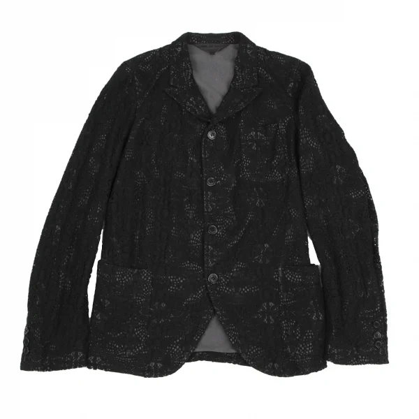 コムデギャルソン オムプリュスCOMME des GARCONS HOMME PLUS フラワーレース染色ジャケット 黒XS K-116536_001