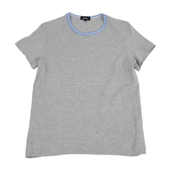 トリココムデギャルソンtricot COMME des GARCONSギンガムチェックパイピングTシャツ グレーM K-116555_001