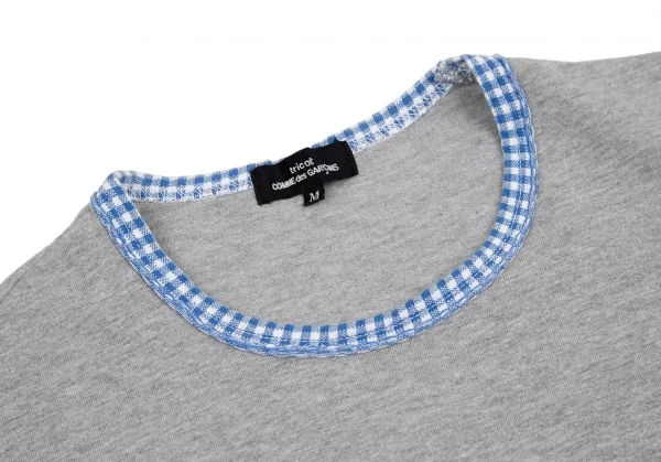トリココムデギャルソンtricot COMME des GARCONSギンガムチェックパイピングTシャツ グレーM K-116555_003
