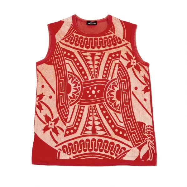 トリココムデギャルソンtricot COMME des GARCONS ネイティブ柄抜染タンクトップ 赤M位 K-116559_002