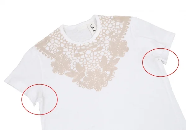 タオ コムデギャルソンtao COMME des GARCONS フロッキーレースプリントTシャツ 白M位 K-116567_002