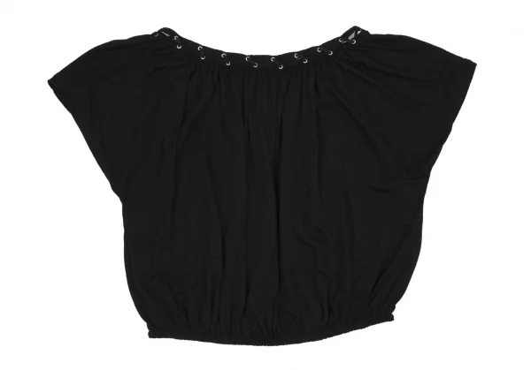 ジャンポールゴルチエ フォー セットプルミエJean Paul GAULTIER FOR SEPT PREMIERES ギャザーレースアップトップス 黒38 K-116582_011