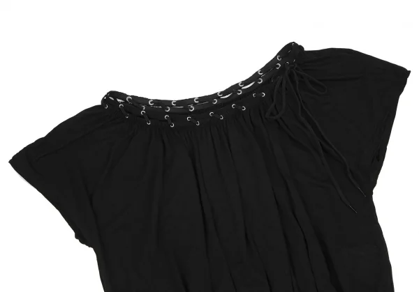 ジャンポールゴルチエ フォー セットプルミエJean Paul GAULTIER FOR SEPT PREMIERES ギャザーレースアップトップス 黒38 K-116582_003