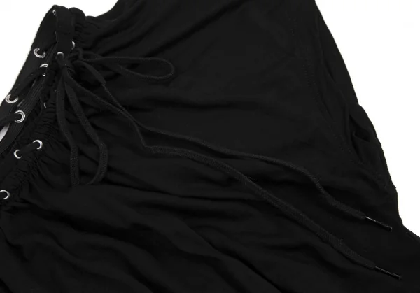 ジャンポールゴルチエ フォー セットプルミエJean Paul GAULTIER FOR SEPT PREMIERES ギャザーレースアップトップス 黒38 K-116582_006