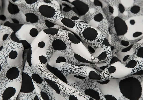 ジャンポールゴルチエ フォー セットプルミエJean Paul GAULTIER FOR SEPT PREMIERES ウエストフェイクレザー切替ドットプリントスカート 黒38 K-116585_015