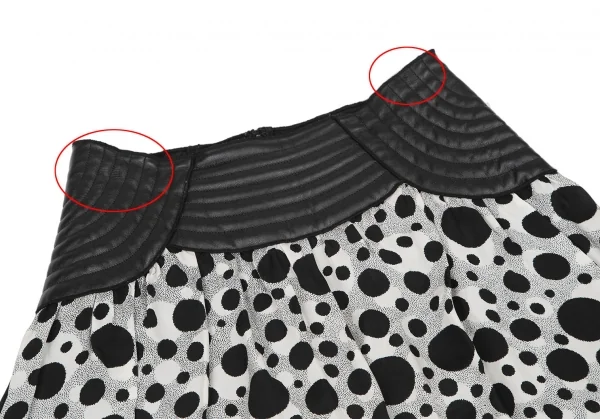 ジャンポールゴルチエ フォー セットプルミエJean Paul GAULTIER FOR SEPT PREMIERES ウエストフェイクレザー切替ドットプリントスカート 黒38 K-116585_003