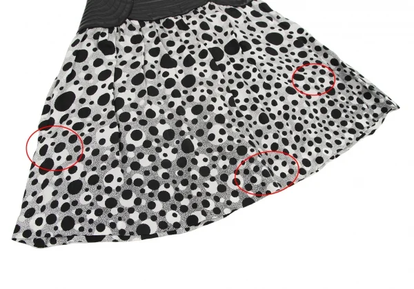 ジャンポールゴルチエ フォー セットプルミエJean Paul GAULTIER FOR SEPT PREMIERES ウエストフェイクレザー切替ドットプリントスカート 黒38 K-116585_006
