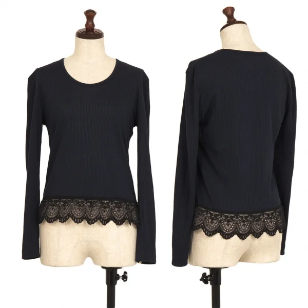 ジュニアゴルチエJUNIOR GAULTIER 裾レースリブカットソー 紺40 K-116586_001