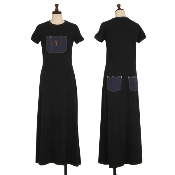 ゴルチエジーンズGAULTIER JEAN'S デニムポケットTシャツワンピース 黒40 K-116591_001