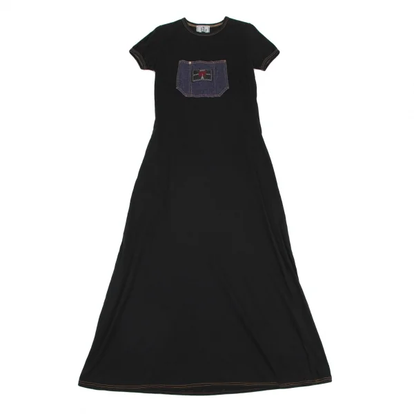 ゴルチエジーンズGAULTIER JEAN'S デニムポケットTシャツワンピース 黒40 K-116591_002