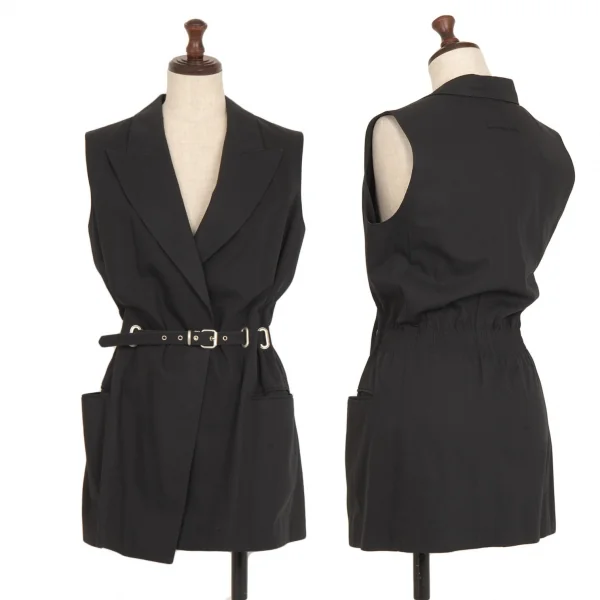 ジャンポールゴルチエ クラシックJean Paul GAULTIER CLASSIQUE コットンノースリーブベルテッドジャケット 黒40 K-116594_001