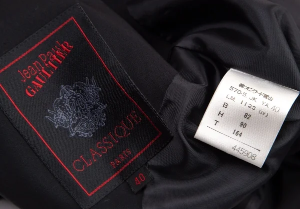 ジャンポールゴルチエ クラシックJean Paul GAULTIER CLASSIQUE コットンノースリーブベルテッドジャケット 黒40 K-116594_018