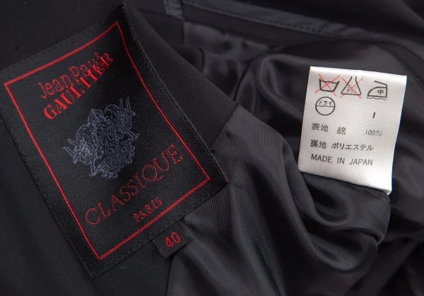 ジャンポールゴルチエ クラシックJean Paul GAULTIER CLASSIQUE コットンノースリーブベルテッドジャケット 黒40 K-116594_019