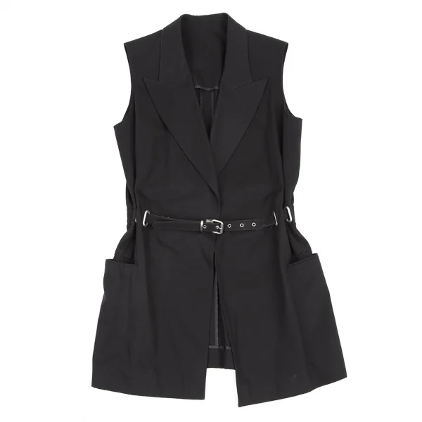 ジャンポールゴルチエ クラシックJean Paul GAULTIER CLASSIQUE コットンノースリーブベルテッドジャケット 黒40 K-116594_002