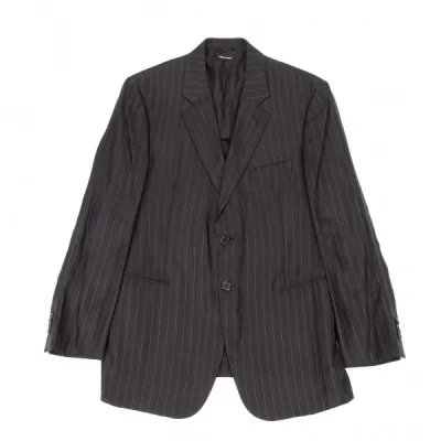 タグ ジョルジオ アルマーニ GIORGIO ARMANI BORGO21 リネンレーヨンストライプジャケット 黒