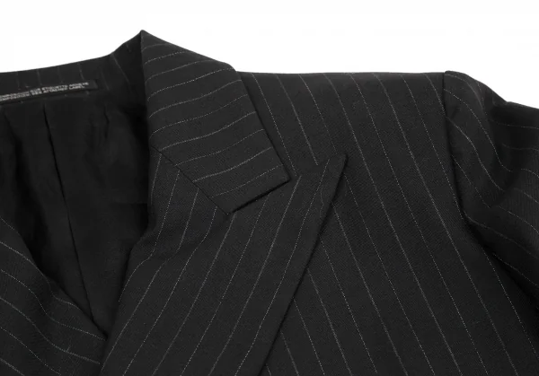 ヨウジヤマモト ファムYohji Yamamoto FEMME ウールストライプロングコート 黒S K-116602_004