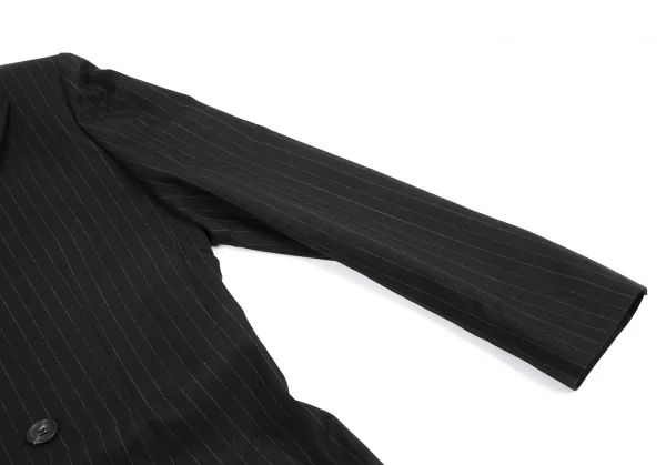 ヨウジヤマモト ファムYohji Yamamoto FEMME ウールストライプロングコート 黒S K-116602_005