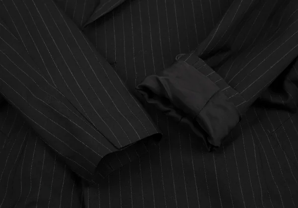ヨウジヤマモト ファムYohji Yamamoto FEMME ウールストライプロングコート 黒S K-116602_006