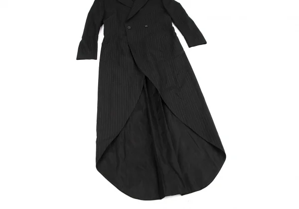 ヨウジヤマモト ファムYohji Yamamoto FEMME ウールストライプロングコート 黒S K-116602_007