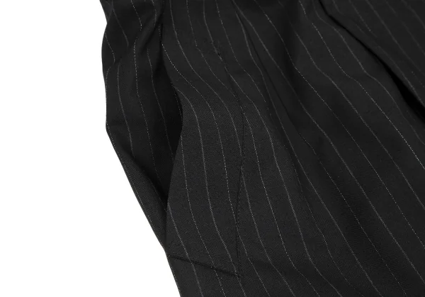 ヨウジヤマモト ファムYohji Yamamoto FEMME ウールストライプロングコート 黒S K-116602_009